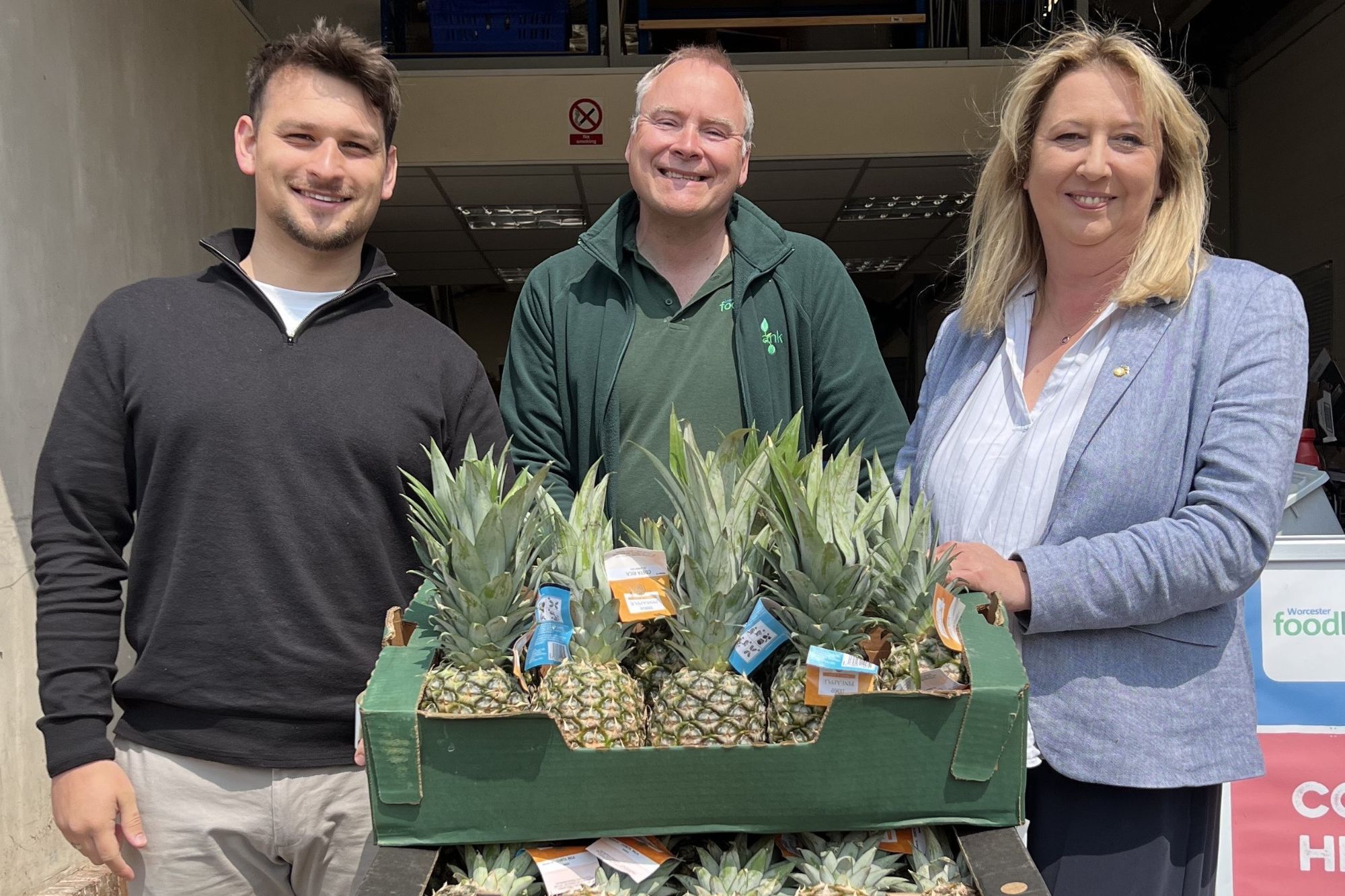 International Pineapple Day Left to Right Liam Davis, Ade Musson and Kasia Krieger