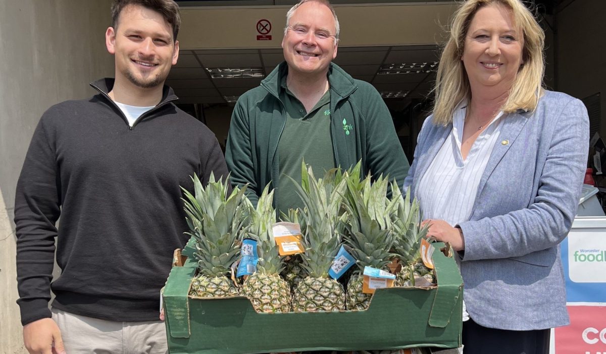 International Pineapple Day Left to Right Liam Davis, Ade Musson and Kasia Krieger